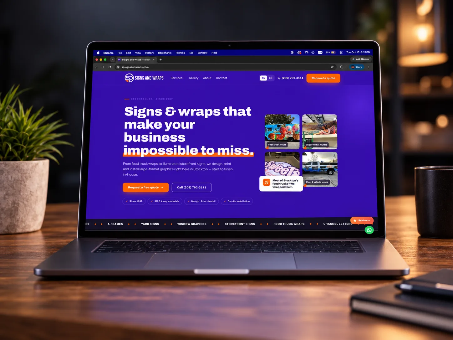 Sitio web de SP Signs and Wraps, diseñado por Grafik Web Design